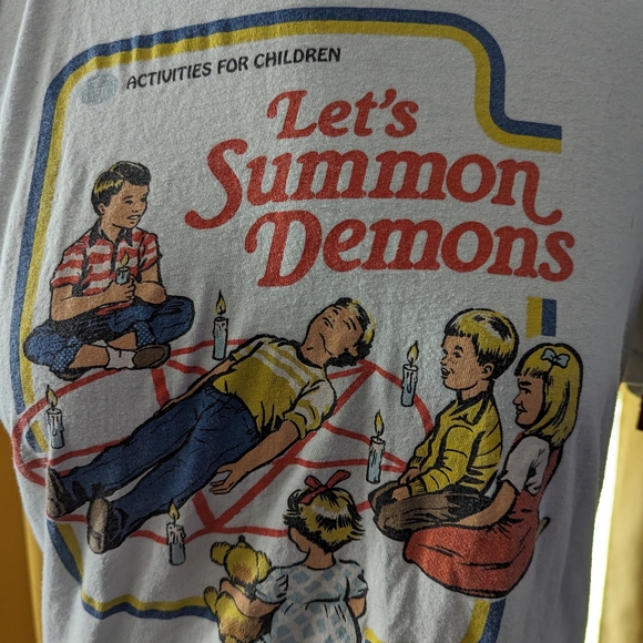 Hot Topic "Let's Summon Demons" ringer tee. Size XL - Picture 3 of 3